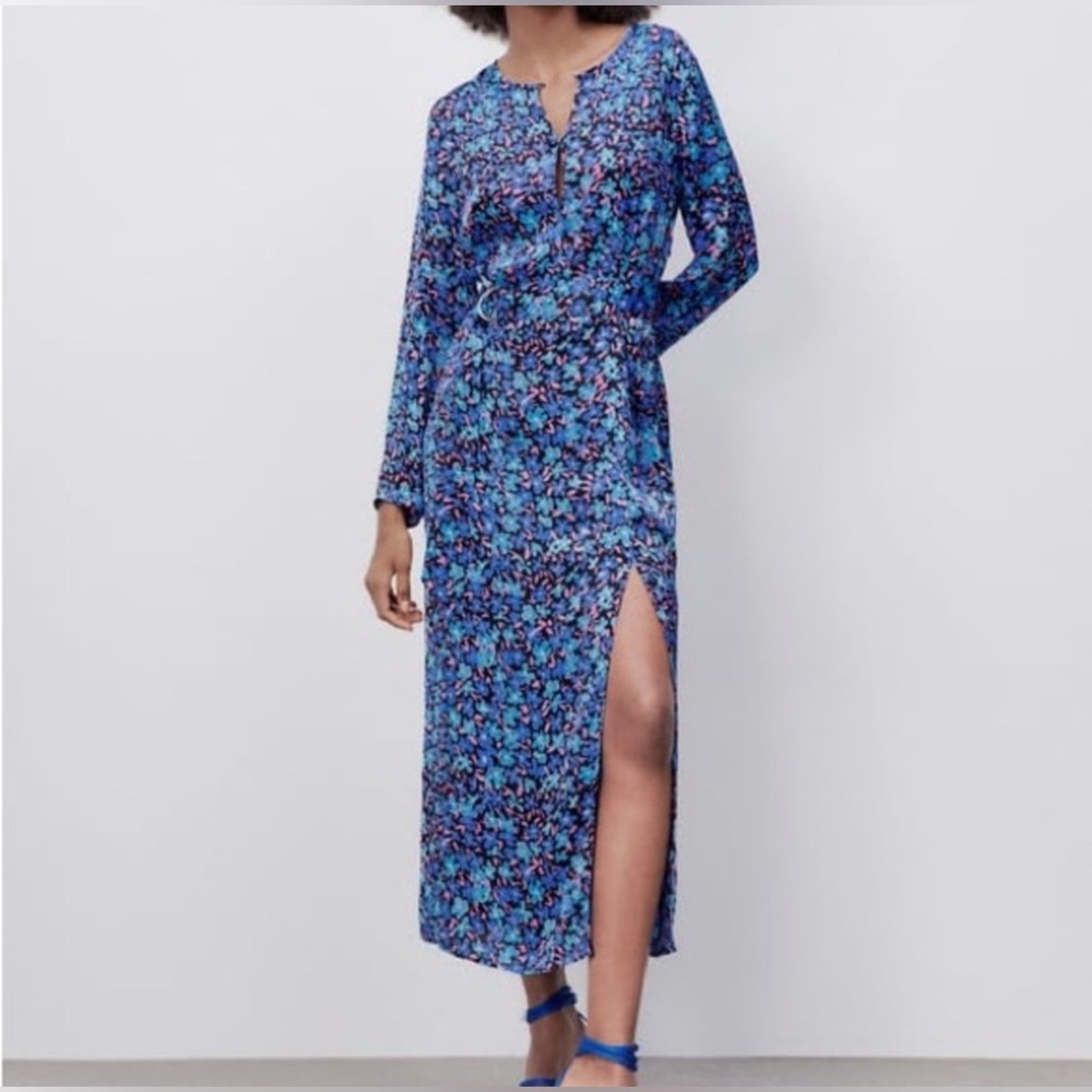 ZARA Floral Print Midi Dress size medium